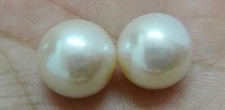 Pair huge 11-12mm natural south sea genuine white round loose pearl undrilled