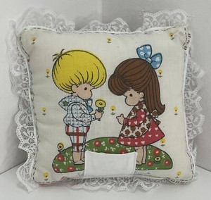 Vintage Tooth Fairy Pillow w Pocket lace Edges Joan Walsh Anglund Print unisex