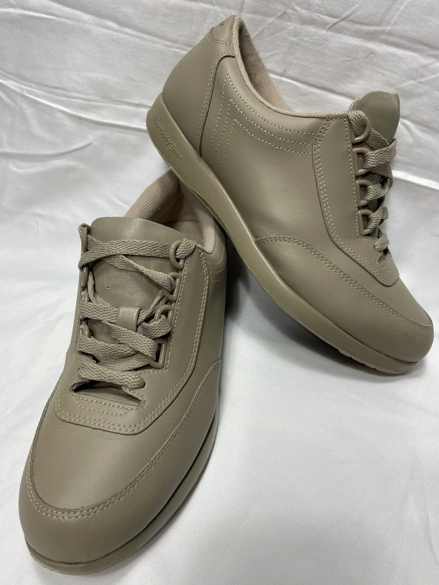 Hush Puppies The Body Shoe Beige Leather Flat Orthopaedic US 8.5 FAST POST