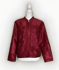 Norm Thompson Embroidered Lightweight Jacket Embellished Insets Sz PS