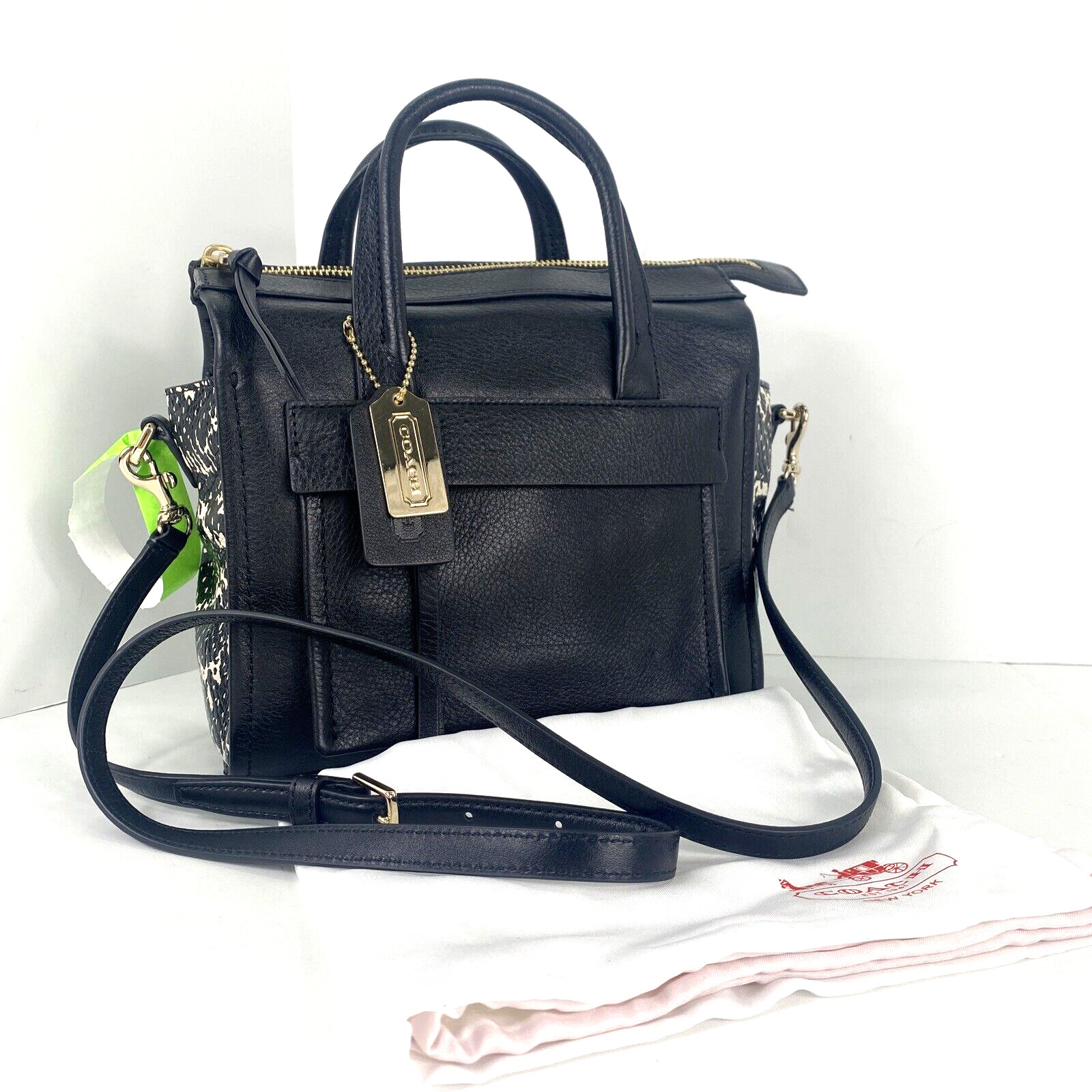 Coach Mini Riley Bleecker Bag Python Embossed Bla… - image 1