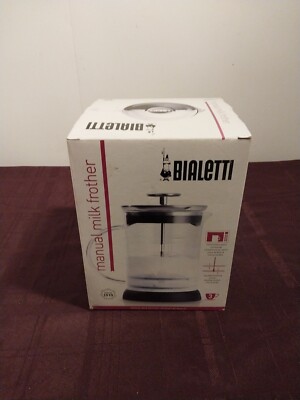 Bialetti, Manual Milk Frother Silver 3 Cup for Lattes & Cappuccinos. New. 