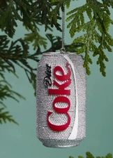Kurt Adler 3in Silver Diet Coke Can Christmas Ornament Glittered Gift