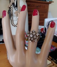 Vintage Sterling Silver CZ Cluster Ring Sz 6 Very High Setting Sparkles