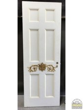 Ornate 6 Panel Door with Gilded Appliques, NJ Georgian Estate Salvage 31.75 x 89