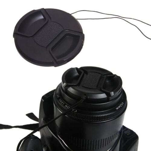 49-77mm Camera Center Pinch Snap On Front Lens Cap Cover For Nikon Canon Black - Picture 3 of 21