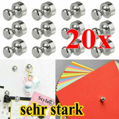 20x Metall Stark Magnetpins Neodym Kegelmagnet Magnettafel Kühlschrank Pinnwand