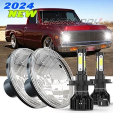 Pair 7 inch Round LED Headlight High/Low Beam Sealed For Chevy Truck Camaro C10
