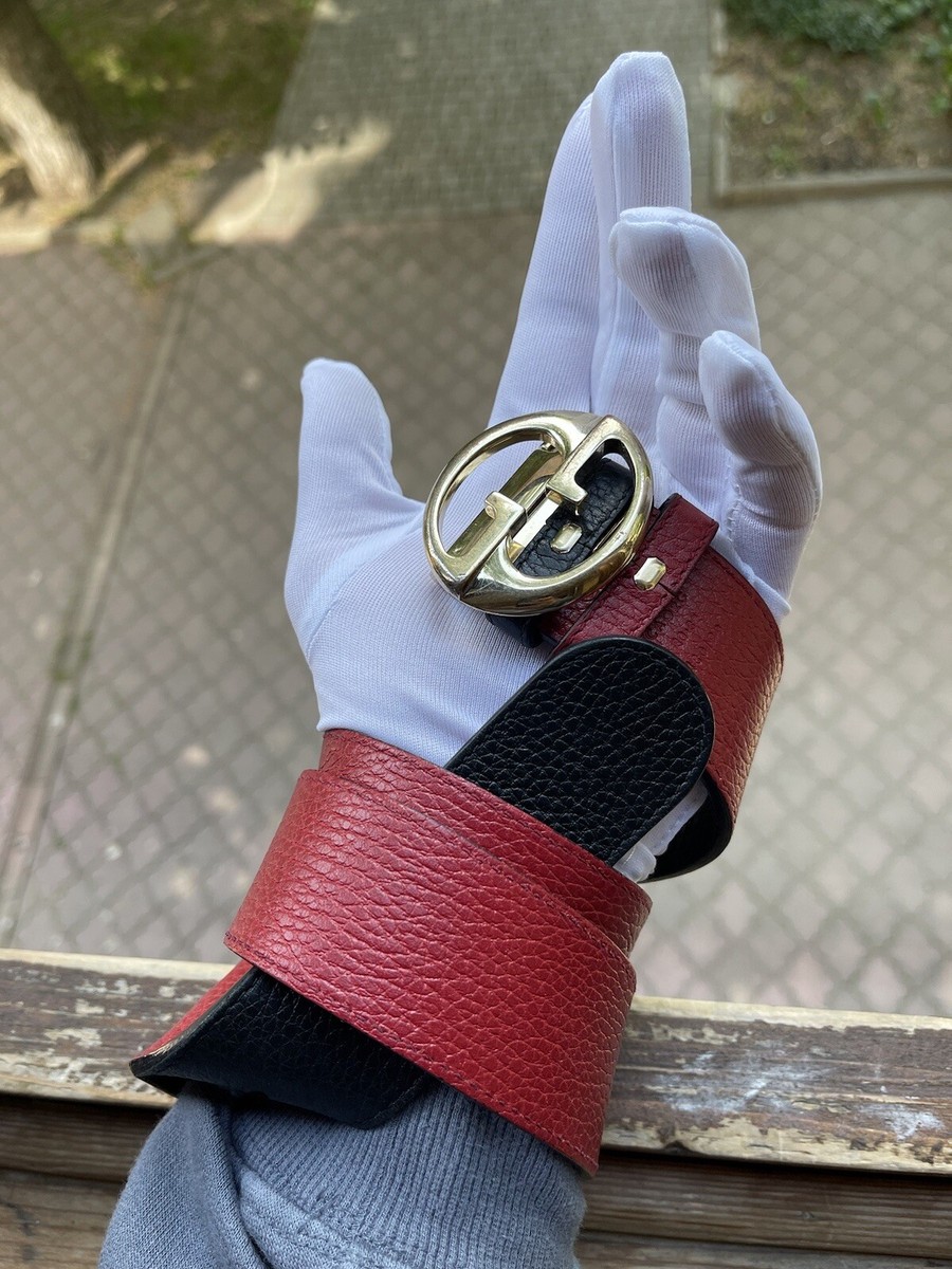 Gucci Interlocking Buckle Reversible Leather Belt Red/black Gucci Interlocking Buckle Reversible Leather Belt Red/black