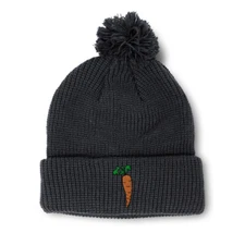 Pom Pom Beanies for Women Carrot Embroidery Winter Hats for Men Skull Cap 1 Size