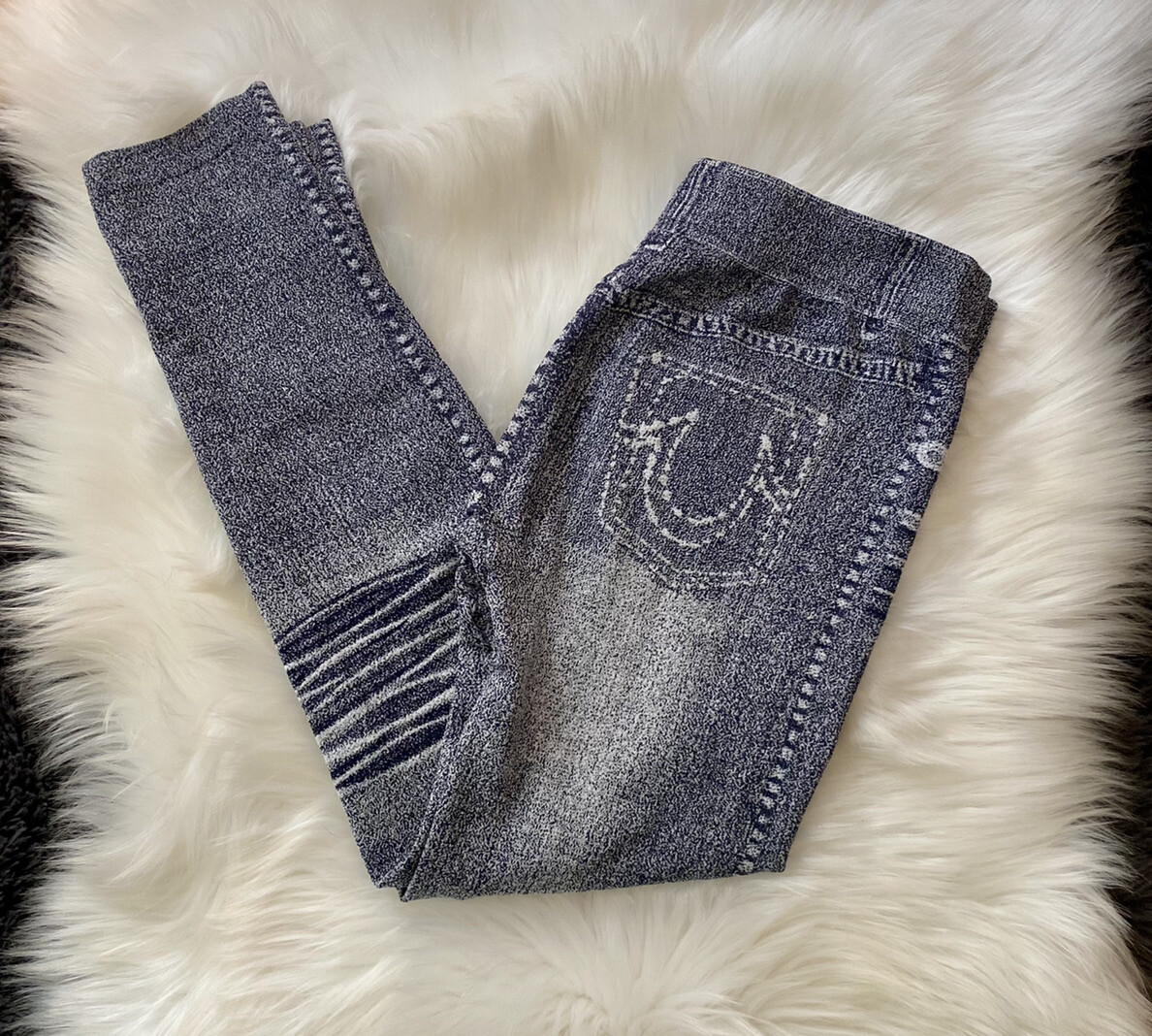 DENIM JEAN LOOK CROPPED LEGGINGS eBay