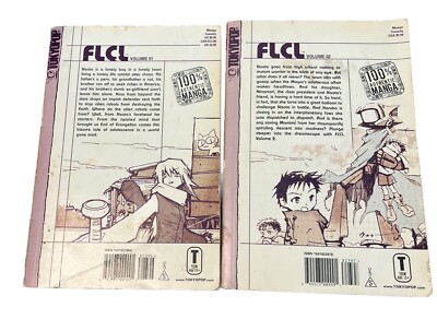 FLCL Volumes 1 and 2 Manga Graphic Novels, First Printings, Books 1 &2, Gainax