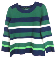 SC001077 ANN TAYLOR Women's Viscose Pullover Sweater 3/4 Sleeve Striped Size S