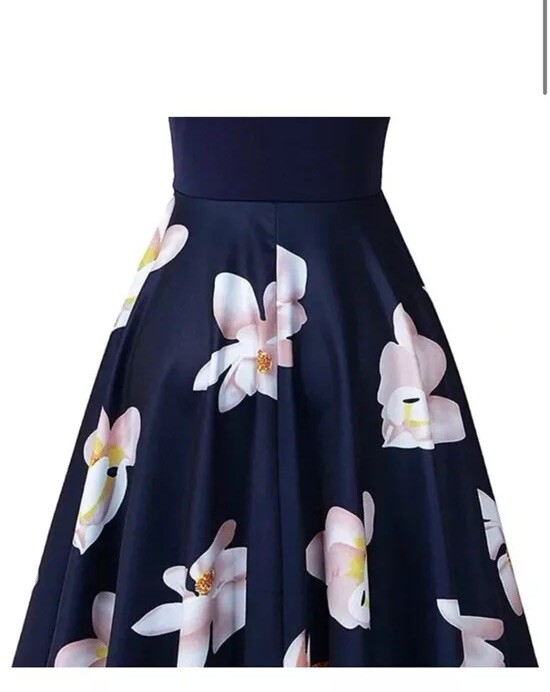 CuQY Navy XL Floral White Party Dress Off Shoulder Short Sleeve High Low |  eBay