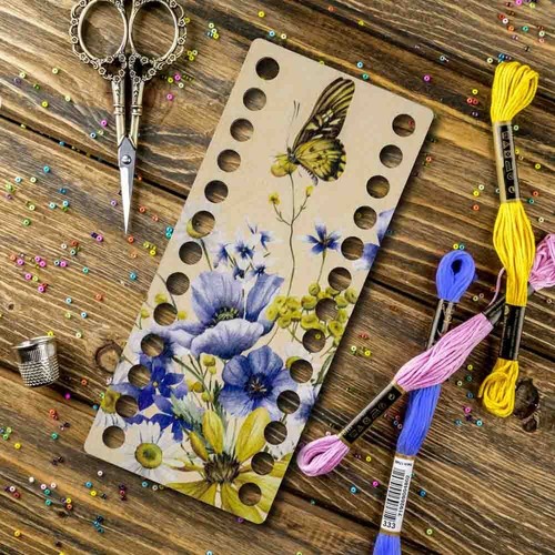Organizer per filo interdentale in cotone "Fiori selvatici", organizer per ricamo, porta filo interdentale - Foto 1 di 5