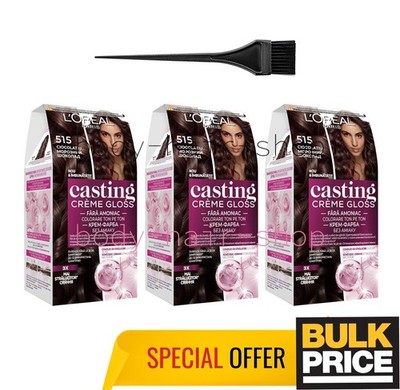 L'Oreal Casting Creme 515 Chocolate Glossy Warm Hair Color Ammonia Free 3-Pack