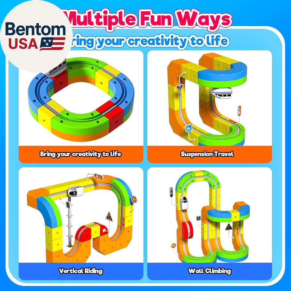 Electric Train Set for Kids, 69Pcs Build 3D DIY Track Building Kits with Train a - Image 4 of 4