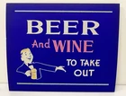 Vintage Original 1950s Cardboard 9X11 Blue Sign Beer and Wine to Take Out