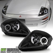 2000-2005 Mitsubishi Eclipse Black Led Halo Projector Headlights Headlamps Pair
