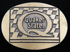 RH07128 VINTAGE 1970s **QUAKER STATE** MOTOR OIL ADVERTISEMENT BELT BUCKLE