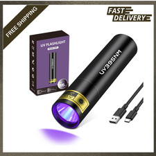 UV Flashlight Black Light Wood s Lamp Portable LED 395nm Rechargeable Pet Urine