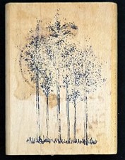 Wood Mounted Rubber Stamps Trees in a Row Landscape Nature Ink Fade on Stamp