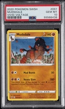 2020 POKEMON SWORD & SHIELD VIVID VOLTAGE #097 MUDSDALE PSA 10