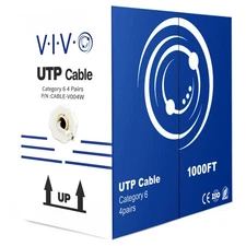 VIVO 1,000ft bulk Cat6 LAN Network Ethernet Cable / Wire UTP Cat-6 White 1000 ft