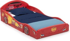 Cars Toddler Bed Lightning McQueen Plastic Safe Race Car Bed Frame Red Boys Kids