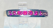 Sterling Silver 925 Bright Pink Gemstone Stackable Band Size 9 Ring 2.92g