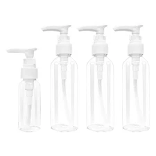 3.4oz/100ml Empty Refillable Plastic Pump Dispenser with 30ml Travel Bottles