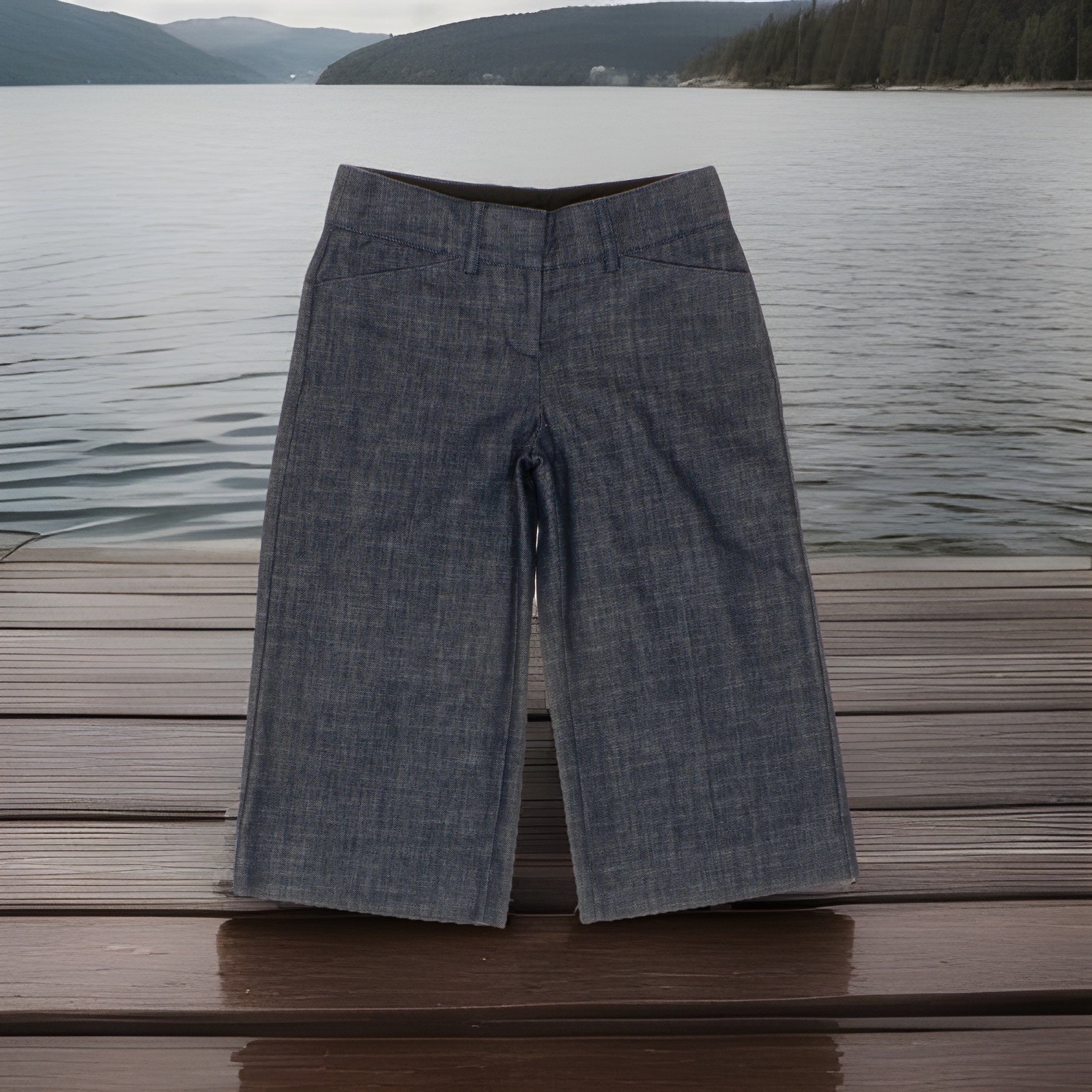 Express Editor Wide Leg Cropped Capri Jeans Pants 0 (26x17) Denim Blue Womens