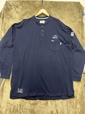 Tyndale FR Shirt Mens 3XL Blue Long Sleeve Henley Flame Resistant Cal 10 Cat 2