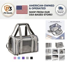 Airline Approved Large Soft-Sided Pet Carrier for Cats Dogs Up to 25lbs - Grey
