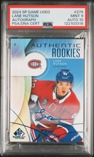 2024-25 Upper Deck SP Game Used #279 Lane Hutson Blue Auto PSA 9 AUTO 10 Rookie
