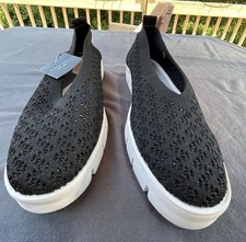 Bernie Mev New York Knit Slip On Sneakers Black White Vegan Women  s EU 39 NWT 8