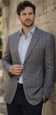 Corneliani Sports Coat Virgin Wool/ Silk Lightweight Plaid Blazer 54EU/44US