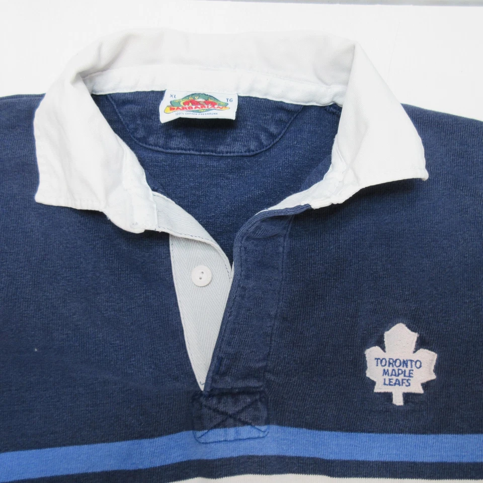 Toronto Maple Leafs Barbarian Rugby Shirt Men XL Blue Striped NHL Hockey VTG Y2K - Image 3 of 4