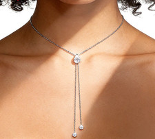 Y-Halskette 3,0 kt Birne & Rundschliff Laborgefertigt Diamant Testpass VVS1/D 18 K Gold