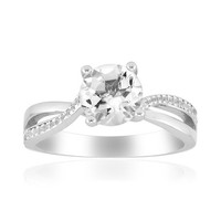 Cavill Damenring 925 Sterlingsilber WeißEr Topas 1,15Ct Zirkon Rund