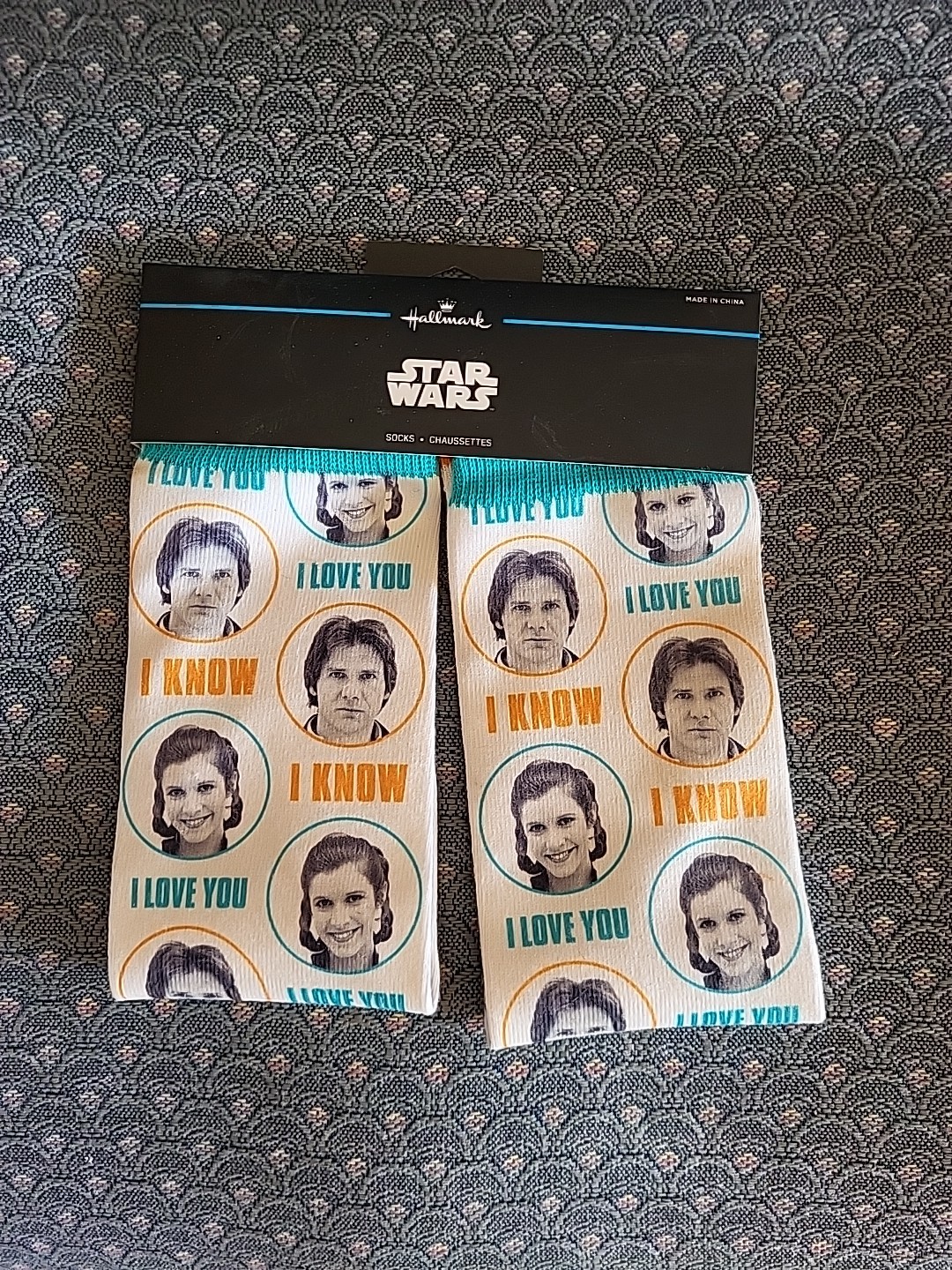 SAOLA Calze Hallmark Star Wars Crew Han Solo e la Principessa Leia "Ti amo lo so"