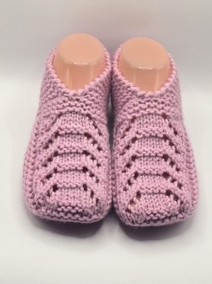 Handmade Pink Knitted Slippers Cozy Handcrafted Footwear 