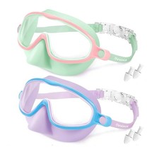 Swim Goggles with Nose Cover 2 Pack, Anti-Fog Waterproof Swimming Glasses for...