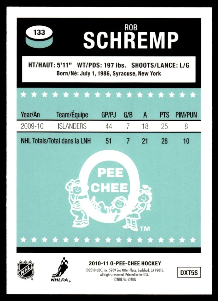 2010-11 O-Pee-Chee RAINBOW Rob Schremp New York Islanders #133 - Image 2 of 2