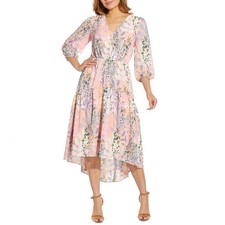 Adrianna Papell Floral-Print Tiered V-neck Midi Dress NWT Women’s Size 6