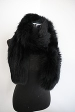 100 Real fox fur scarf /black neck wrap / fur cape/shawl 165 15cm