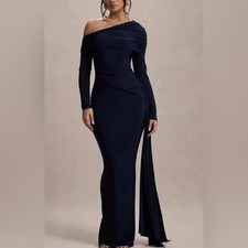 NEW $98 Alyssa Long Sleeve Maxi Ruched Neck Maxi Dress