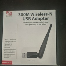 Zoom 4414 300Mbps Wireless-N USB Adapter w/ Adjustable Antenna for PC/Mac