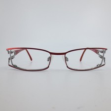 Skaga 3651 Scandinavian Eyewear Red Silver Metal Rectangular Frames 52-17-135