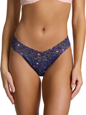 NEW  25 HANKY PANKY SIGNATURE ORIGINAL RISE PRINT LACE THONG EVERLASTING OS
